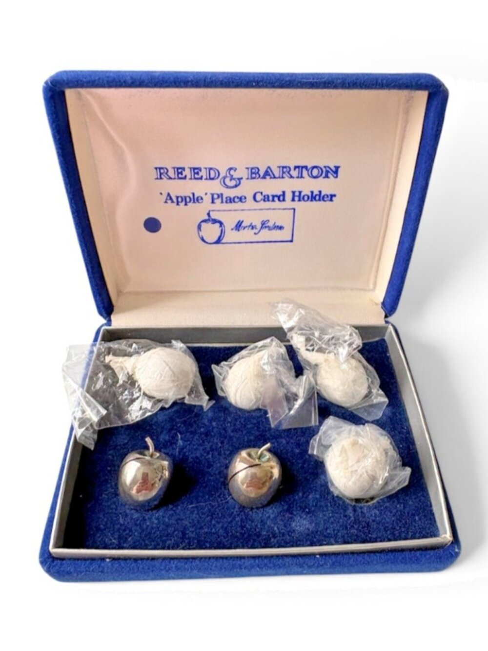 Vtg Reed & Barton Apple Place Card Holders Silver Plated Set of 6 Stamped R&B